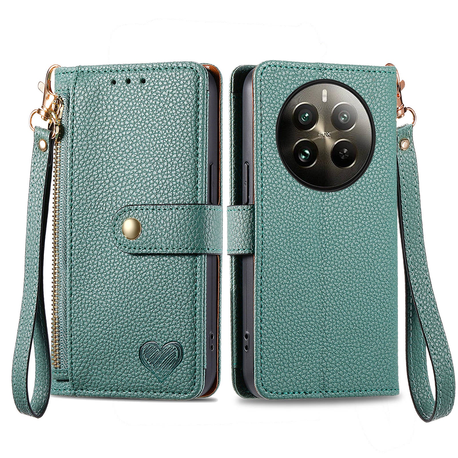 For Realme 12+ 5G Wallet Case RFID Blocking Zipper Pocket Leather Phone Shell For Realme 12+ 5G Wallet Case RFID Blocking Zipper Pocket Leather Phone Shell